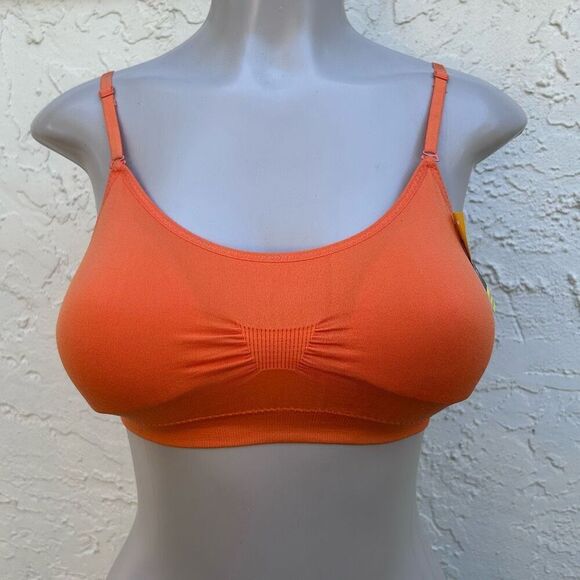 NWT Coobie Intimates Seamless Bra OS Orange Wire Free Soft Scoop Neck - Picture 7 of 11